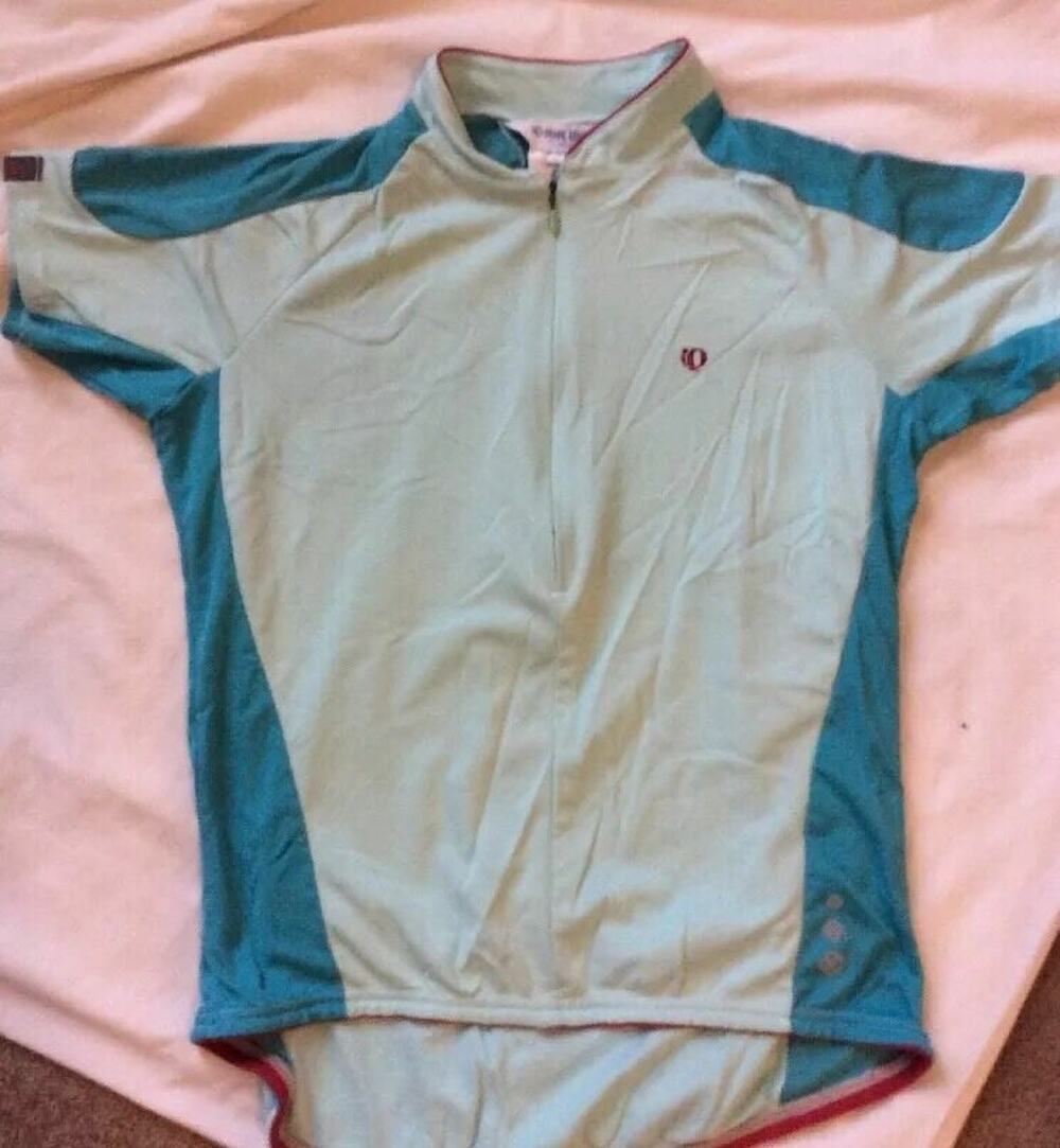 IP Pearl iZUMi Cycling Jersey Blue Active Athletic Workout Sport Top Womens L